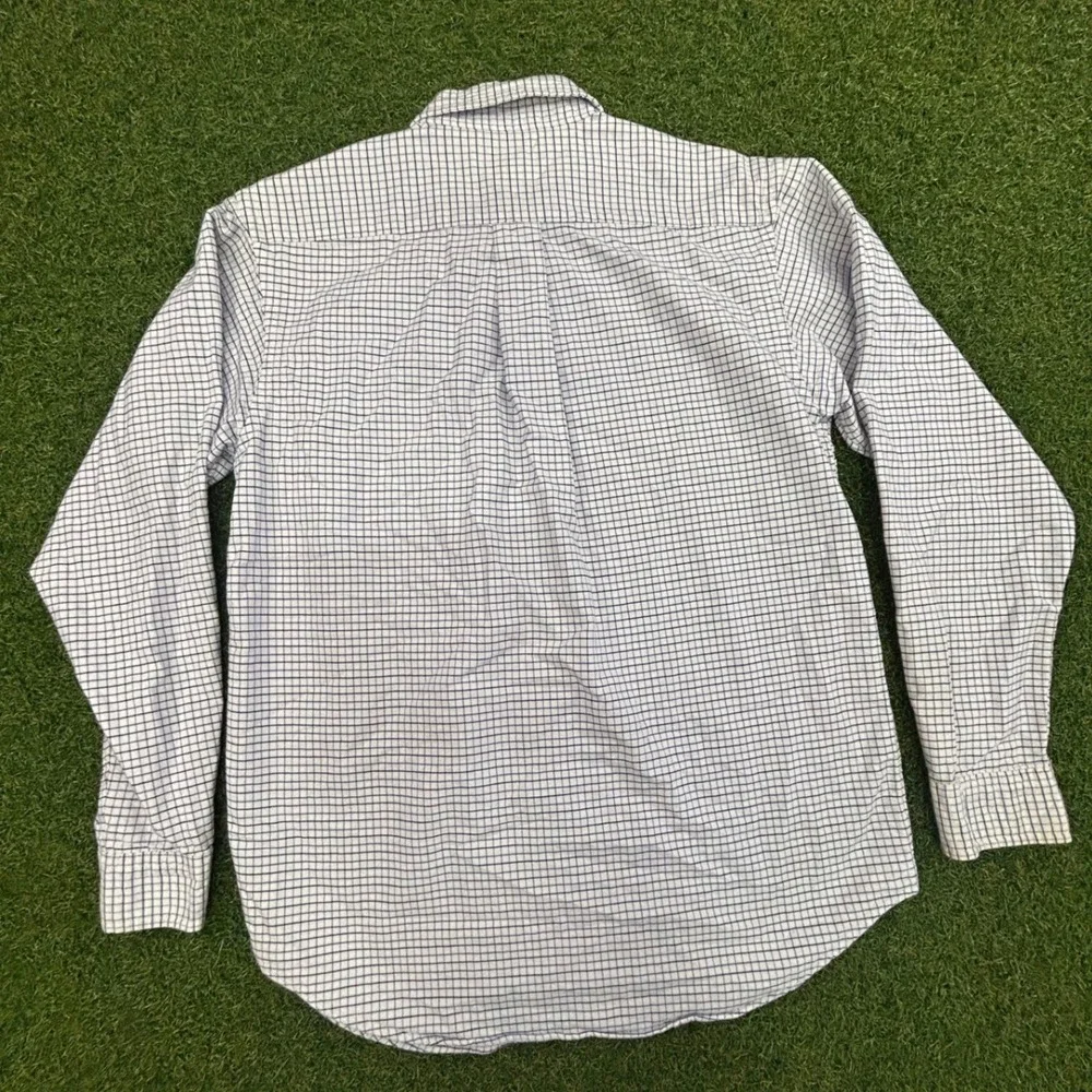 Ralph Lauren Boys Size 18 Blue White Check Long Sleeve Button Down Shirt Cotton